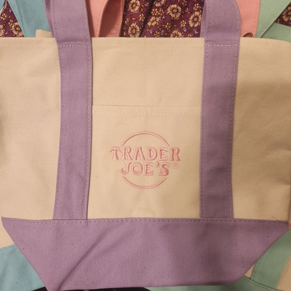 Trader Joe's Pastel Canvas Tote Bag - Picture 5 of 6